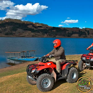 A family with Machu Picchu in the background